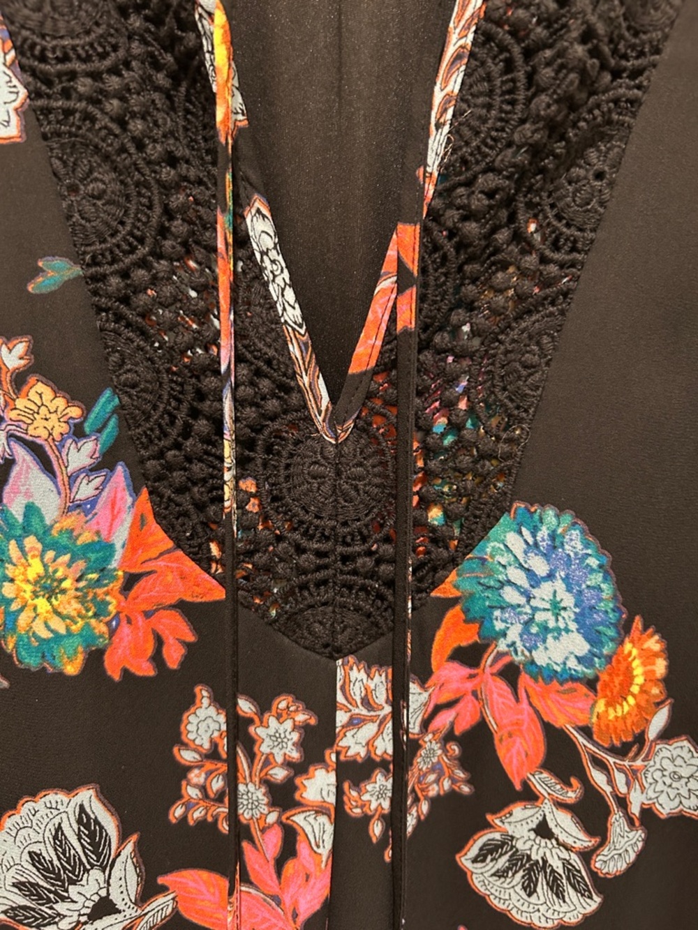 Gibson Latimer Black Floral Tunic Dress with Multicolor Blooms - Picture 3 of 5